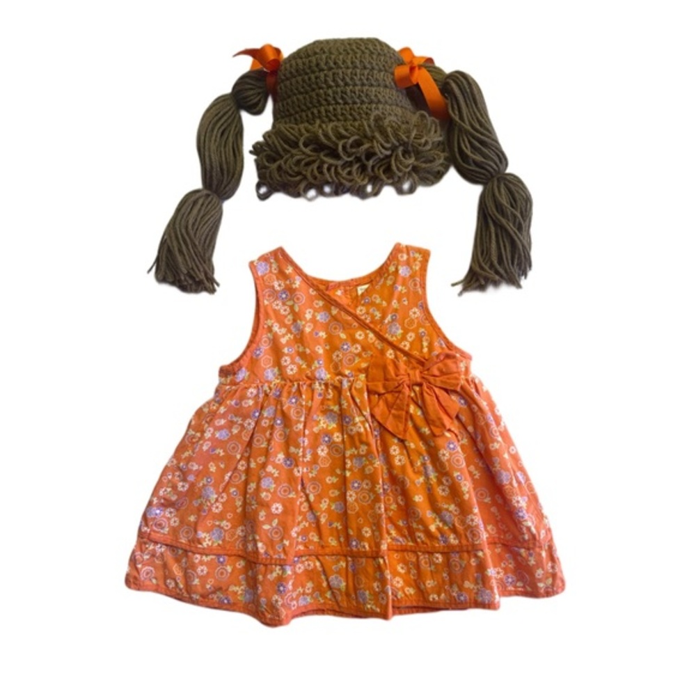Cabbage Patch Kids inspired hat/wig and dress set baby size 6-9 months